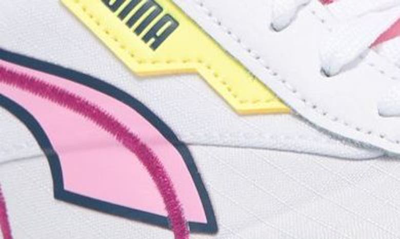 Shop Puma Kids' Future Rider Twofold Sneaker In  White/ Dark Denim/ Pink