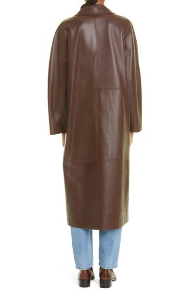 Shop Max Mara Ussuri Oversize Leather Coat In Dark Brown