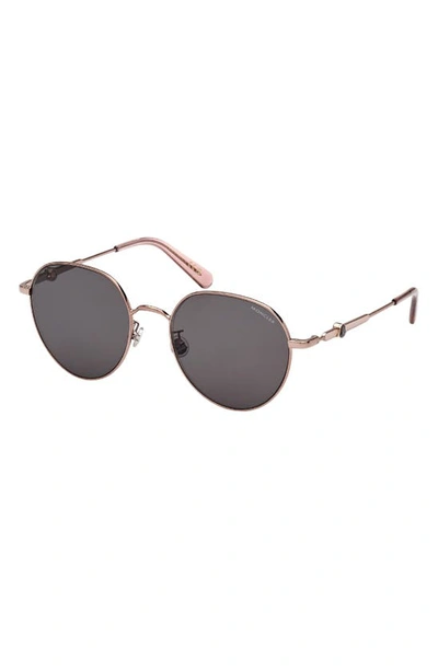 Shop Moncler 55mm Gradient Round Sunglasses In Shiny Light Bronze / Brown
