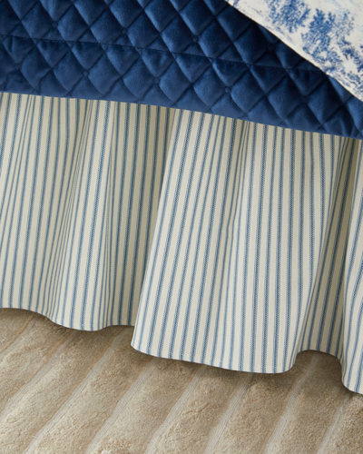 Shop Sherry Kline Home Serene Scenes Striped Queen Ruffled Bed Skirt In Blue