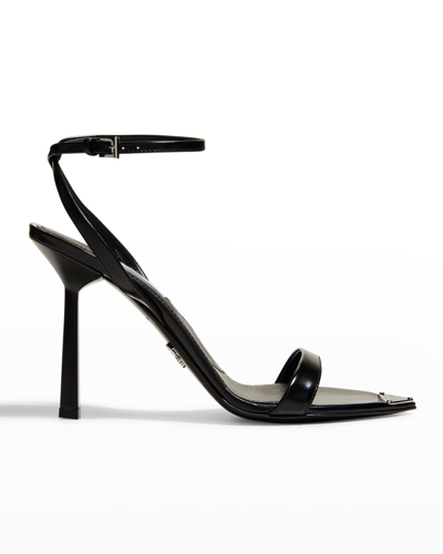 Shop Prada Leather Ankle-strap Sandals In Nero