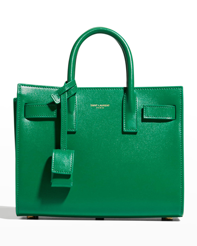 Shop Saint Laurent Sac De Jour Nano Shiny Leather Satchel Bag In New Vert