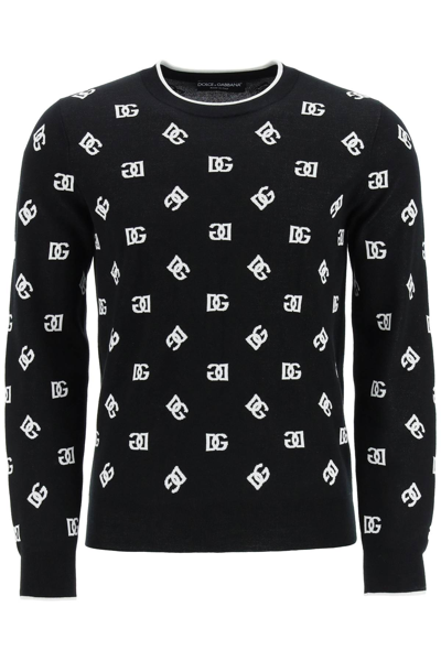 Shop Dolce & Gabbana Wool-silk Logo Sweater In Mixed Colours