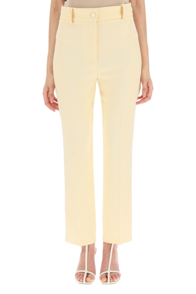 Shop Hebe Studio Faille Trousers In Yellow