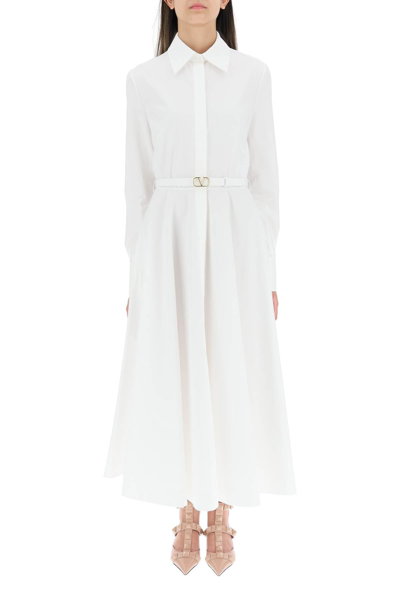 Shop Valentino Cotton Shirt Dress In White