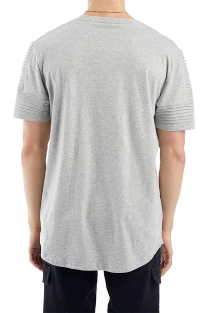 Shop Nana Judy Maverick Pintuck Sleeve Curve Hem Cotton T-shirt In Grey Marl