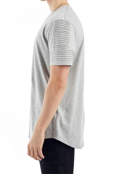 Shop Nana Judy Maverick Pintuck Sleeve Curve Hem Cotton T-shirt In Grey Marl