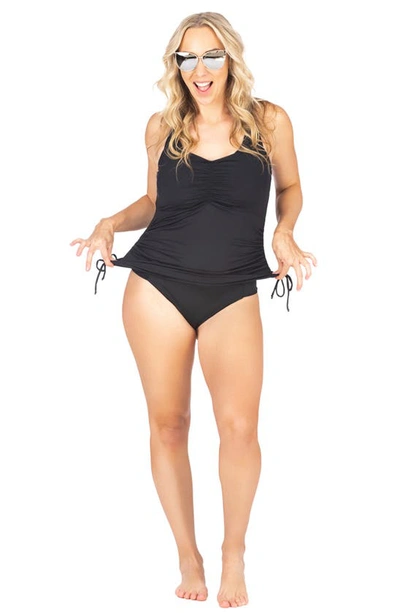 Shop Love And Fit Maternity/nursing Tankini Top In Black