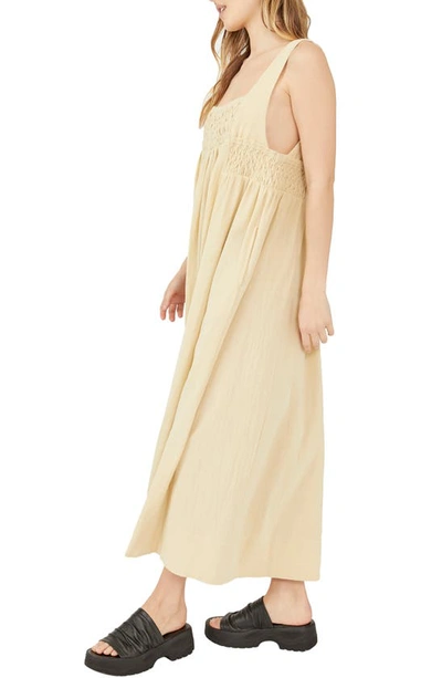 Shop Free People Free-est Delphine Smocked Cotton Midi Dress In Pampas