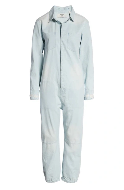 Shop One Teaspoon Paradise Long Sleeve Cotton Chambray Jumpsuit In Classic Chambray