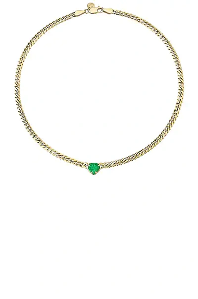 Shop Logan Hollowell Queen Emerald Heart Cuban Choker In Emerald & Gold