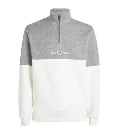 Shop Fred Perry Half Zip Sweatshirt In White