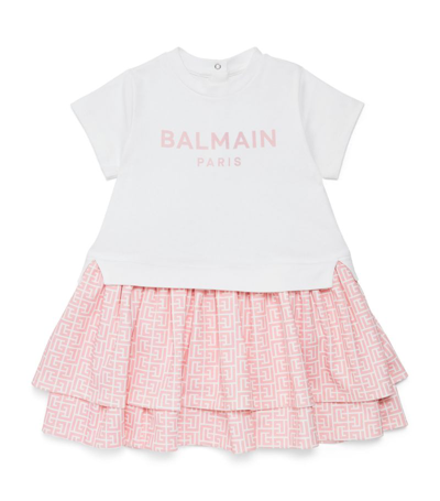 Shop Balmain Kids Logo Dress (6-36 Months) In Pink