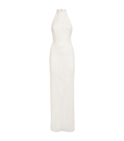 Shop Galvan Sequinned Salina Gown In White