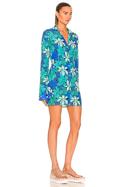 Shop Palm Huxton Shirt Dress In Aster Blue Print