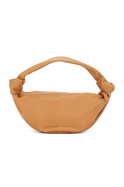 Shop Bottega Veneta Double Knot Bag In Caramel & Gold