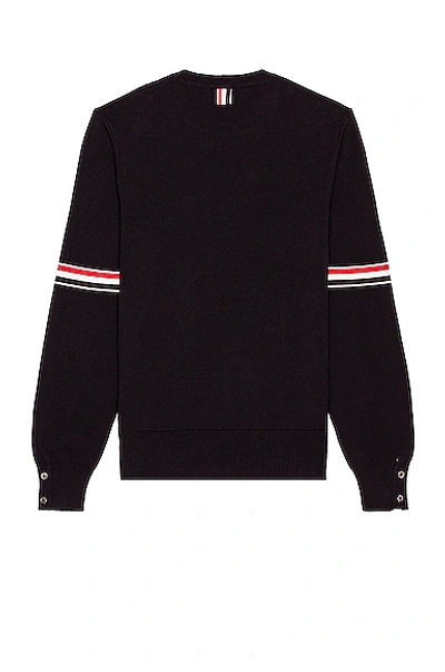 Shop Thom Browne Milano Stitch Armband Cotton Sweater In Navy