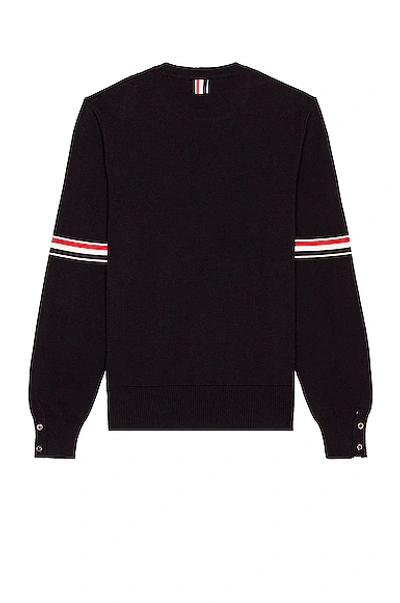 Thom Browne Rwb Intarsia Armband Tweed Pullover In Navy