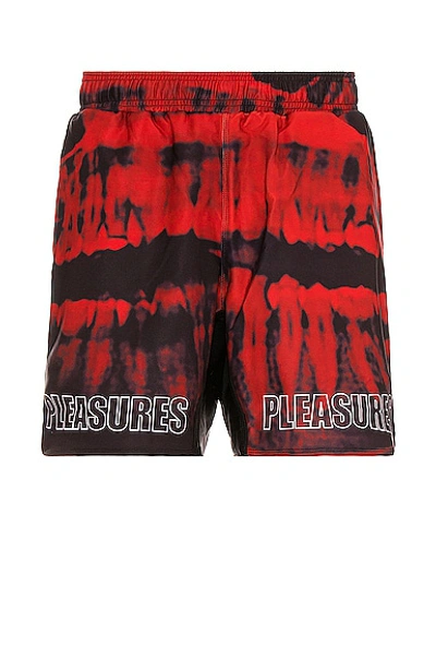 Shop Pleasures Teeth Workout Shorts In Red