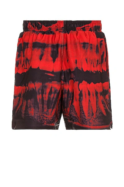 Shop Pleasures Teeth Workout Shorts In Red