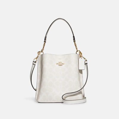 Shop Coach Mollie Bucket Bag 22 In Signature Canvas In White