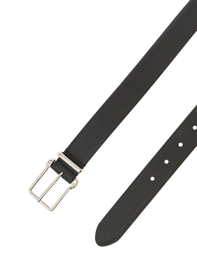 Shop Alexander Mcqueen Man's Black Hammered Leather Belt