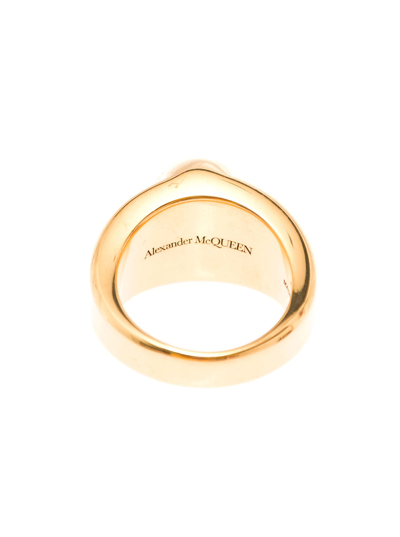 Shop Alexander Mcqueen Man's Skull  Gold Colored Brass Ring In Metallic