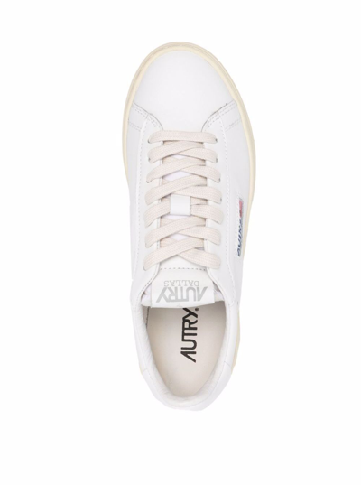 Shop Autry Woman's Dallas White Leather Sneakers With Logo