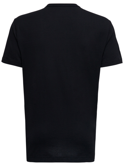 Shop Dolce & Gabbana Man 's Black Cotton T-shirt With Logo Plate