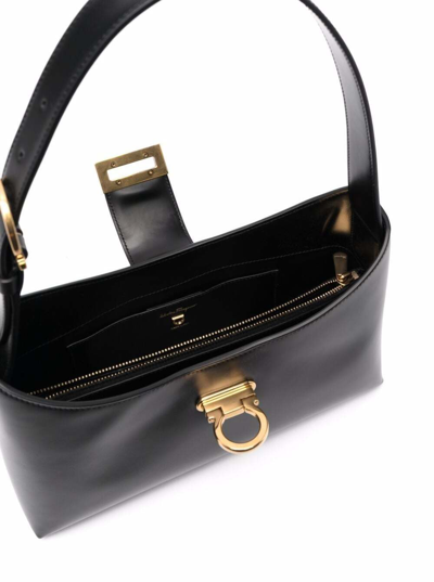 Shop Ferragamo Salvatore  Woman's Trifolio Black Leather Shoulder Bag