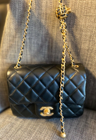Chanel White Quilted Lambskin Mini Flap Bag With Pearl Crush Chain Pale Gold  Hardware, 2022 Available For Immediate Sale At Sotheby's
