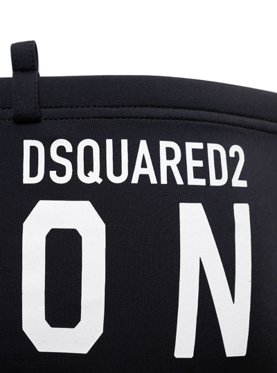 Shop Dsquared2 D-squared2 Man's Stretch Fabric Swim Briefs With Logo Print In Black