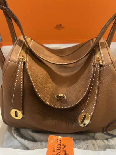 Pre-owned Hermes Brand New Lindy 30 Gold With Gold Hardware!
