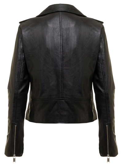 Shop Michael Michael Kors M Michael Kors Woman's Black Leather Biker Jacket