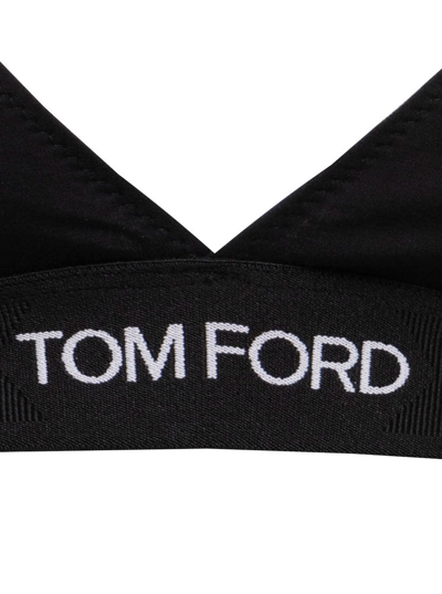 Shop Tom Ford Woman's Signature Black Modal Stretch Bra With Logo