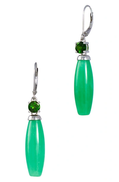 Shop Savvy Cie Jewels Sterling Silver & Jade Drop Earrings In Green