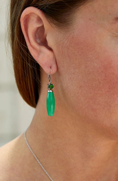 Shop Savvy Cie Jewels Sterling Silver & Jade Drop Earrings In Green