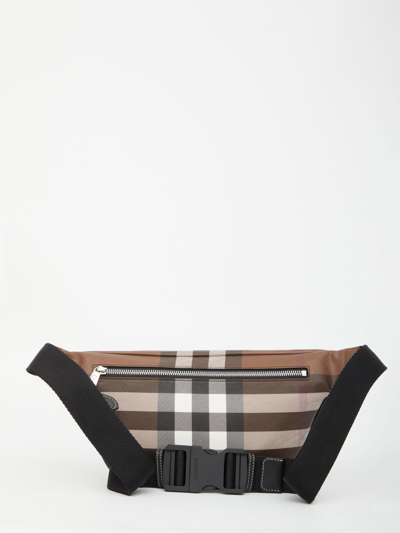 Shop Burberry Check Leather Bum Bag In Brown