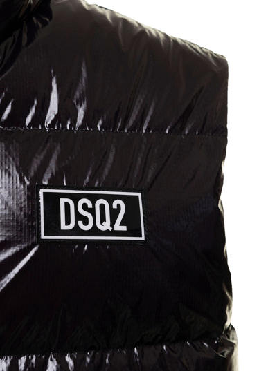 Shop Dsquared2 D-squared2 Man's Shiny Black Nylon Vest With  Logo
