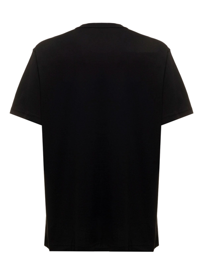 Shop Versace Jeans Couture Man's Black Cotton T-shirt With Logo Print