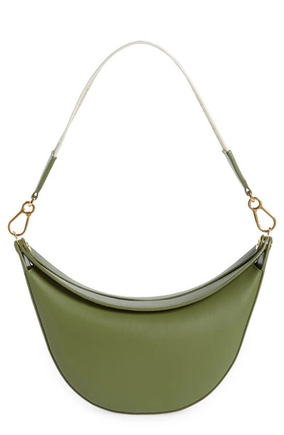 Shop Loewe Small Luna Leather Shoulder Bag In Avocado Green 3949