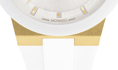 Shop Movado Bold Fusion Silicone Strap Watch, 42mm In Gold / White
