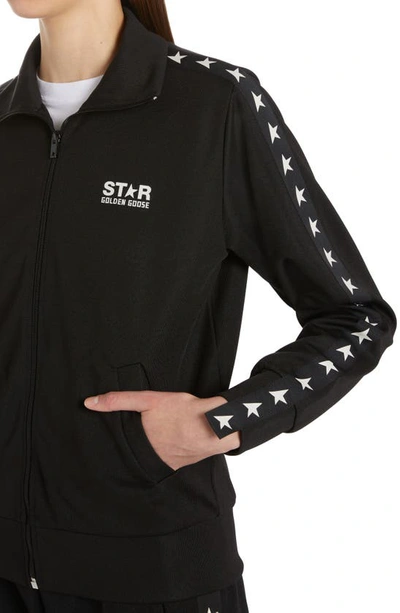 Golden Goose Deluxe Brand High-collar Sweatshirt With Star Detailing And Zipper In Black/white