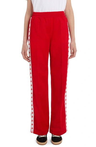 Shop Golden Goose Dorotea Star Collection Logo Track Pants In Tango Red/ White