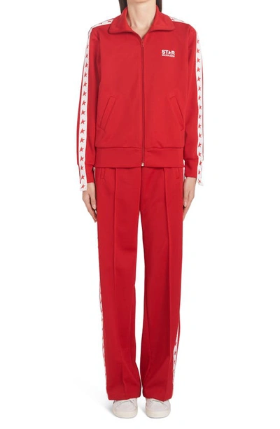 Shop Golden Goose Dorotea Star Collection Logo Track Pants In Tango Red/ White