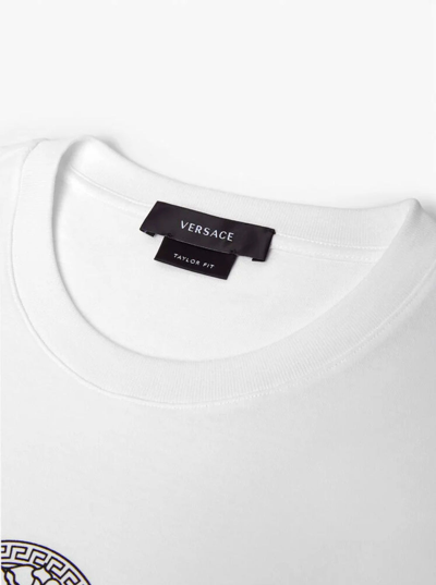 Shop Versace Men's  White Cotton T-shirt With Logo Print