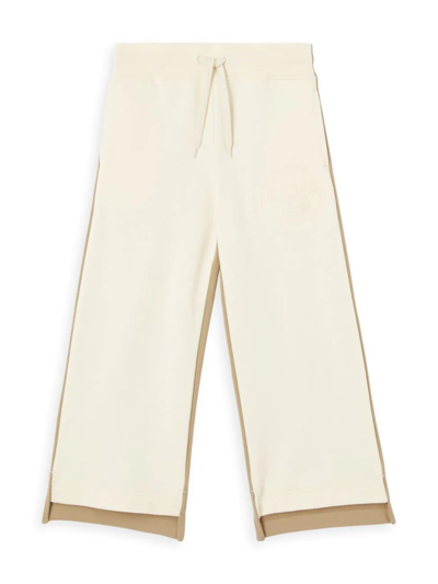 Shop Burberry Little Girl's & Girl's Aubrey Two-tone Jogger Pants In Warm Ivory