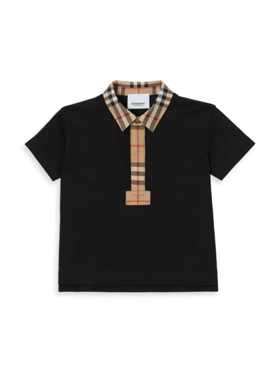 Shop Burberry Baby's & Little Boy's Johane Vintage Check-trim Polo Shirt In Black