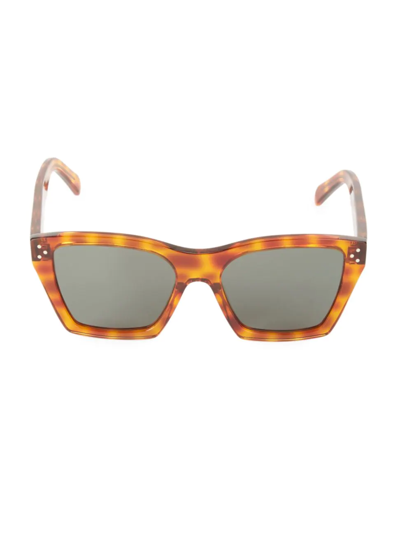 Shop Celine 55mm Square Sunglasses In Brown Tortoise