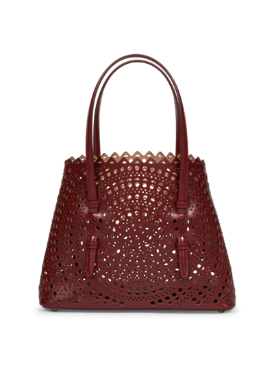Shop Alaïa Women's Mina 25 Perforated Leather Tote In Rouge